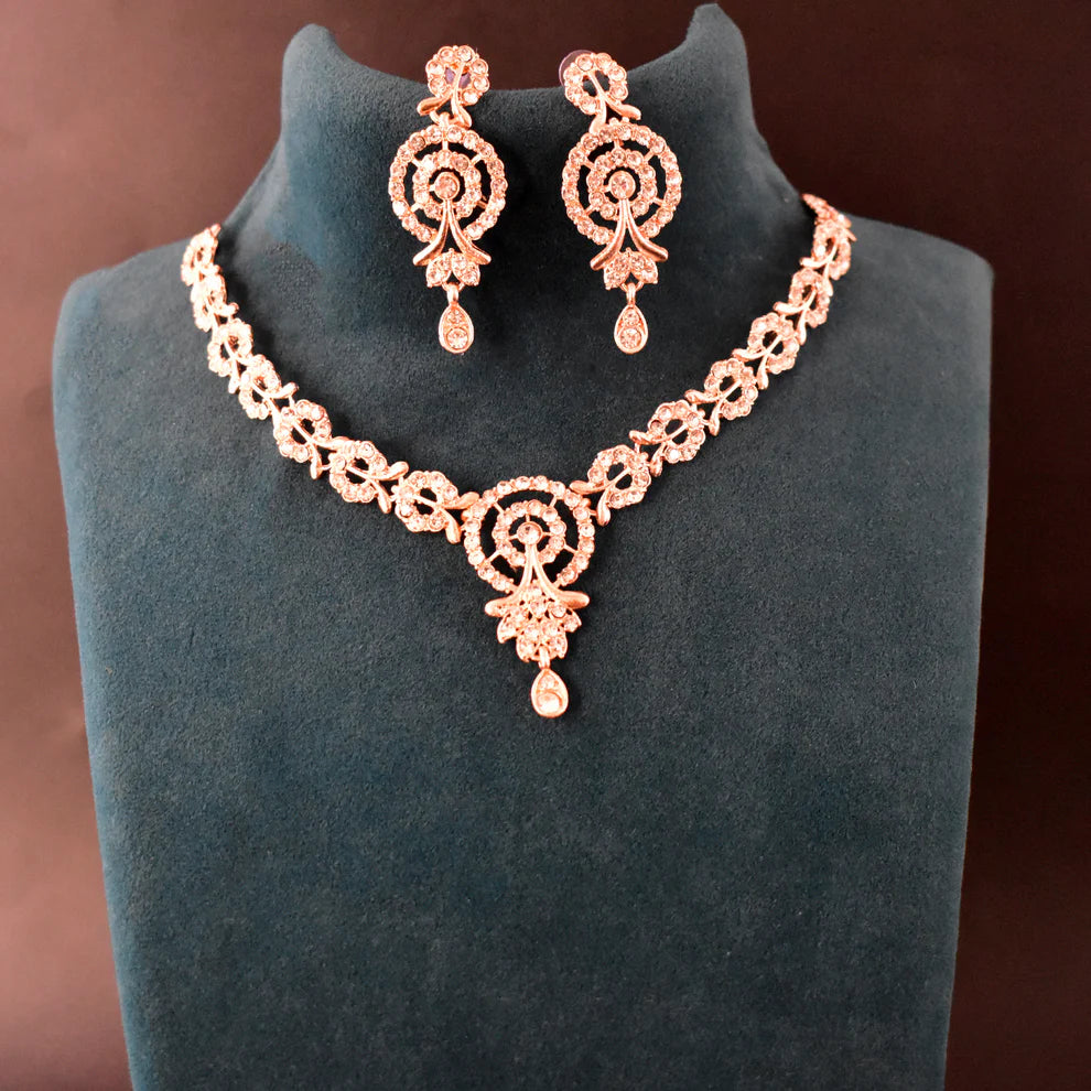 White Diamond Necklace with Earring Set by BW